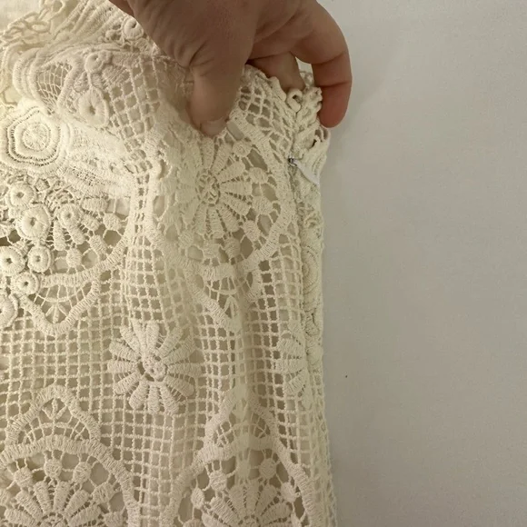 Yoana Baraschi Crochet Off‎ White Cream Lined Sleeveless Dress sz 4 - Picture 6 of 12